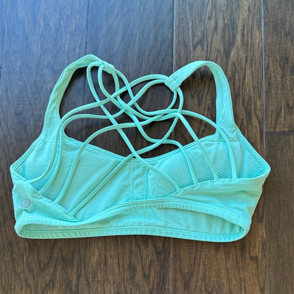 lululemon athletica Light Green blue Strappy Sports Bra